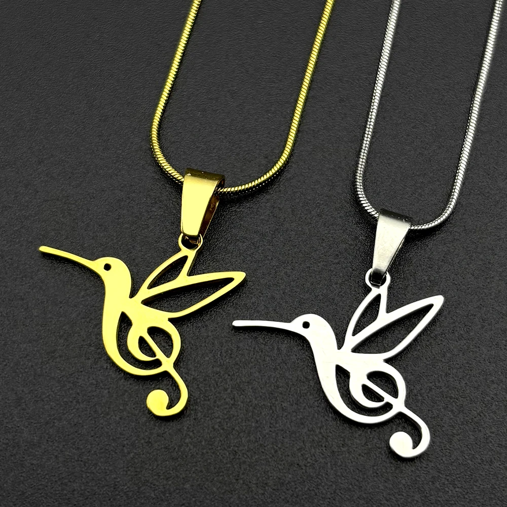 Niedliche kleine Kolibri-Halskette für Damen und Herren, Edelstahl, goldfarben, Natur, Vogelfamilie, Schlüsselbeinkette, Schmuckzubehör