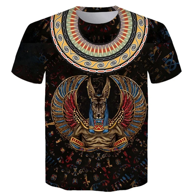 

Ancient Egyptian Gods Anubis T Shirt Men's 3D Print Short Sleeve T-Shirt Outdoor Casual Breathable Summer Streetwear Tee