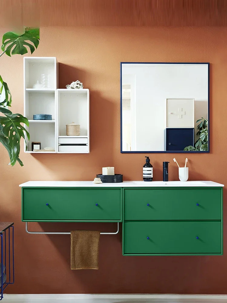 Matte Paint Integrated Hand Washing Washbasin Pool Washstand Bathroom Cabinet