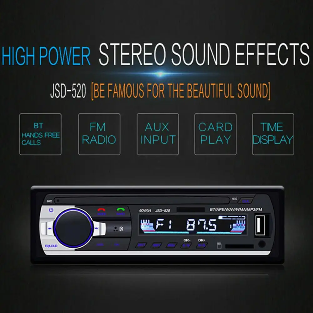 12/24V Car MP3 Player Bluetooth Hands-free Communication Audio Music Stereo USB/TF/AUX-IN/FM Car USB Card Insertion MP3 Radio