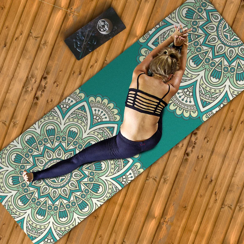 Suede Yoga Mat Foldable Portable Suede Yoga Towel Dance Exercise Fitness Skipping Rope Non-slip Floor Mat