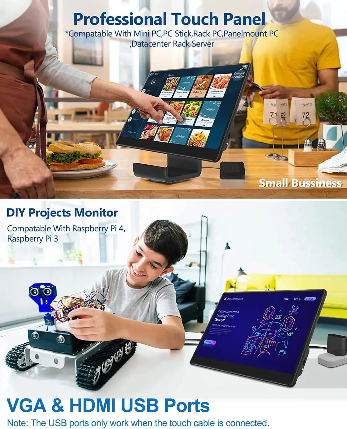Uperfect ޴ ġ ũ  13.3 ġ FHD 1080P IPS ȭ HDMI VGA VESA 4 Ʈ USB Ʈ LCD Ʈ RASPBERRY PI PS4 Xbox CCTC ī޶ 