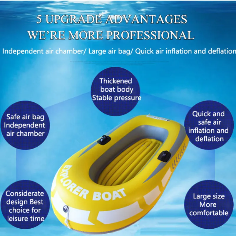 Bateau de pêche gonflable 2 personnes - Canoë kayak PVC épais pour rafting et navigation