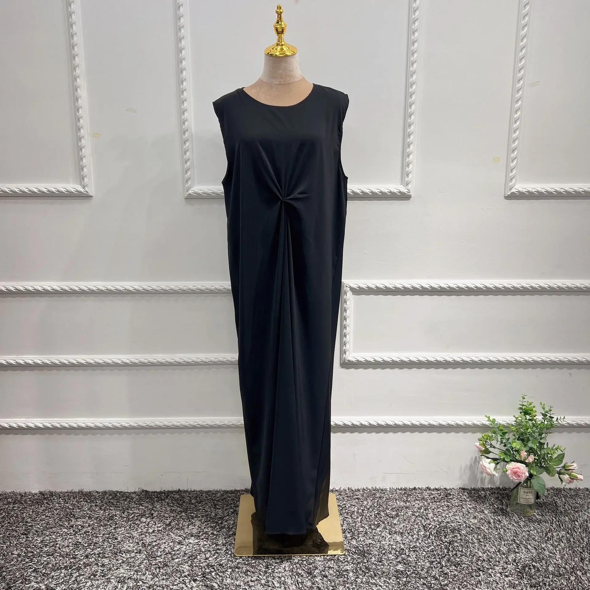 White Under Abaya Dress Islamic Inside Abayas Robe All-Match Solid Sleeveless Slip Inner Muslim Dress Women Dubai Turkey Arabic