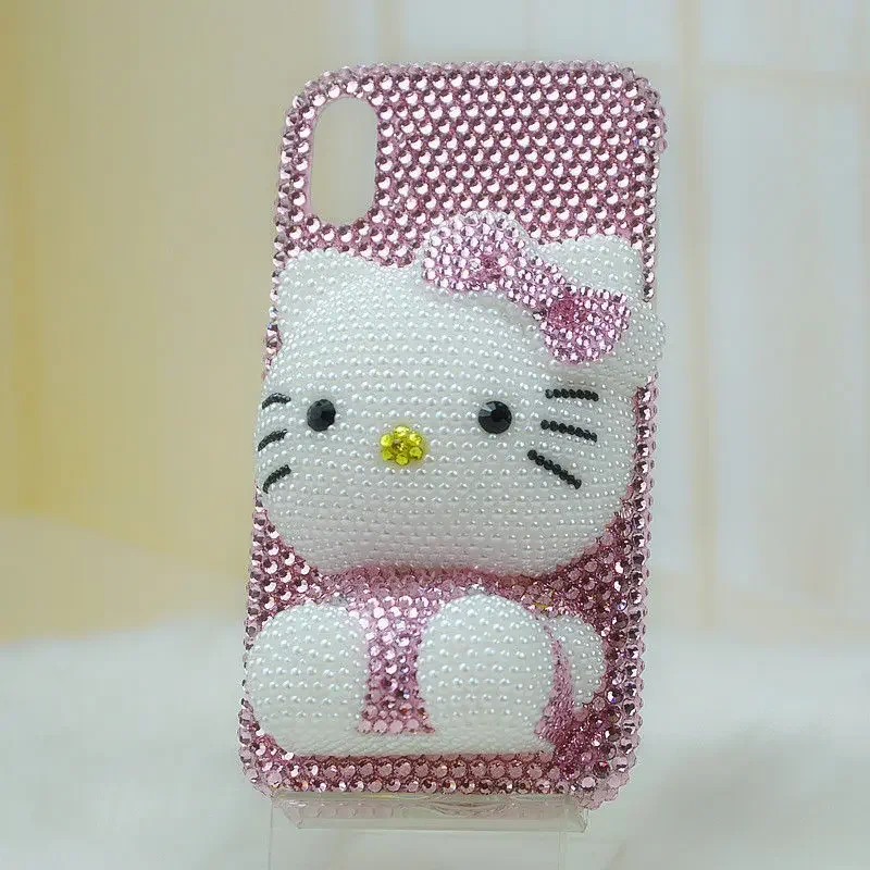 Phone Case iPhone Case For iPhone 13 Pro Max iPhone Xs 14 8 plus 7 15 Pro 11 6 12 Case Rhinestone Cartoon Hello Kitty Protective Case Female