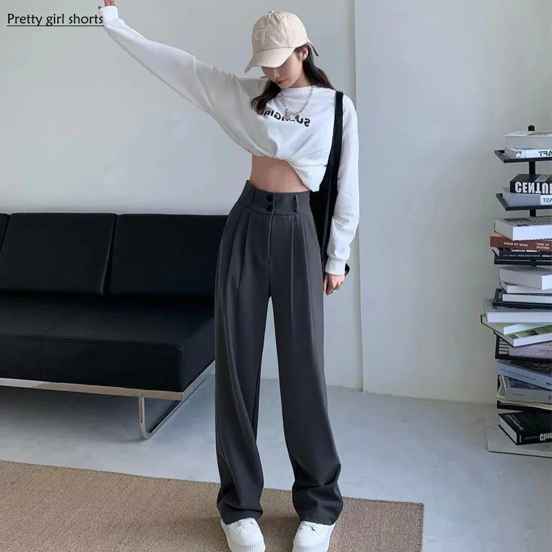 

Wide Women, Loose Fitting and Slimming, Floor Mopping Suit Pants with High-end Straight Woman Clothing Women 2024