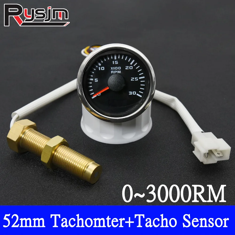 HD-0-3000-RPM-4000RPM-7000RPM-8000RPM-52mm-Tachometer-Tacho-Sensor-Car ...