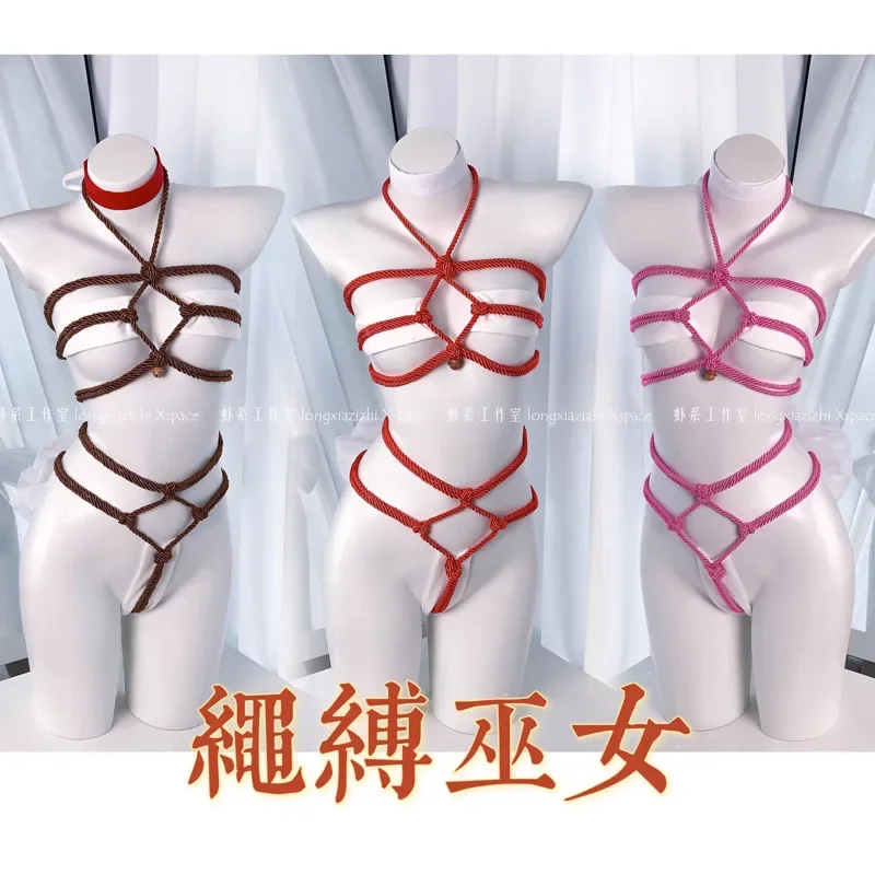 

Womens Anime Psychic Cosplay Costumes Tie Uniform Japanese Kimono Witch Uniform Sexy Bikini Lingerie Set Halloween Costumes