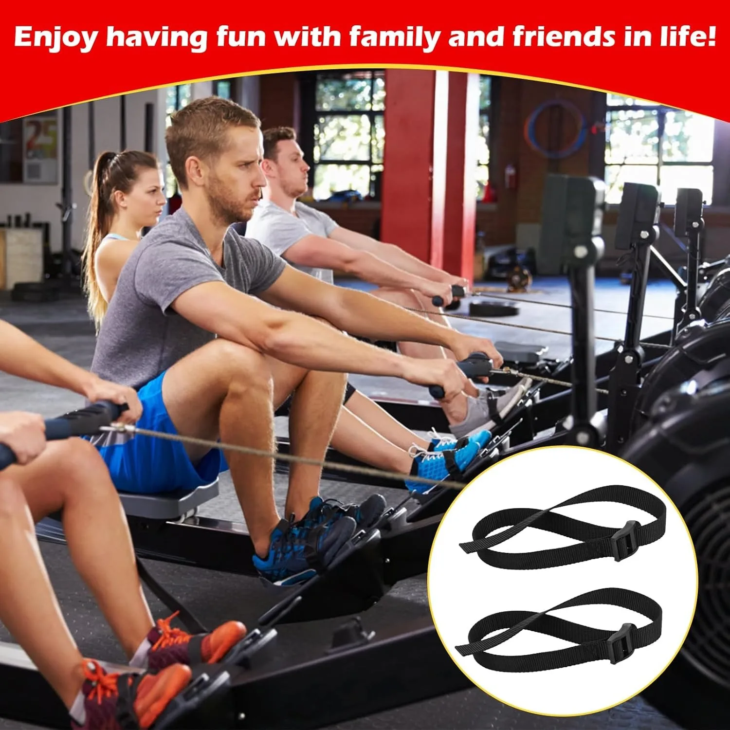 2Pcs Rowing Machine Feet Straps Reusable Universal Replacement Leg Training for Concept 2 Rower - Foot Strap Replacement 5