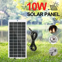 Panneau solaire 12V en polysilicium 10W, chargeur solaire laminé EVA avec mousqueton de Port DC pour batterie 3.7V/lampe de jardin 4