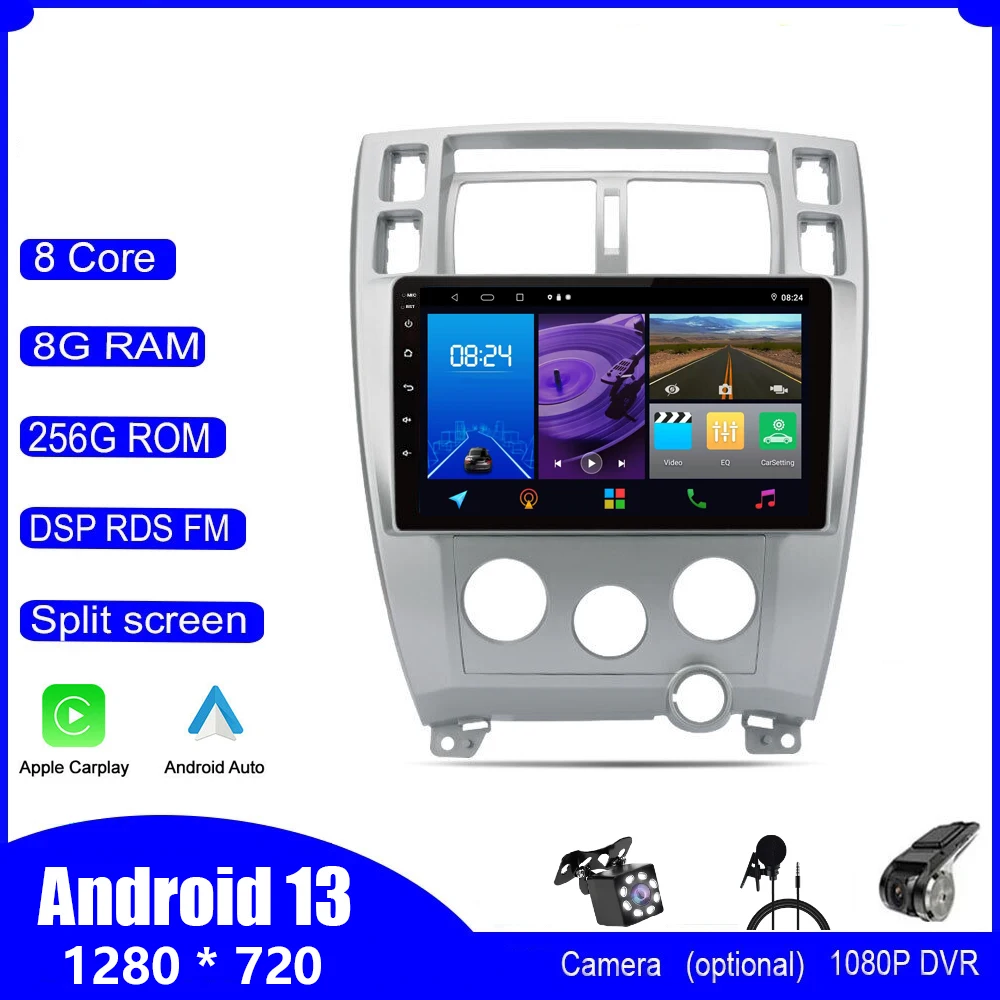 

Автомагнитола 8 + 128G 2 Din Android 13, мультимедийный видеоплеер для Hyundai Tucson 2006-2012 2013, автомагнитола Carplay 4G WIFI gps DSP