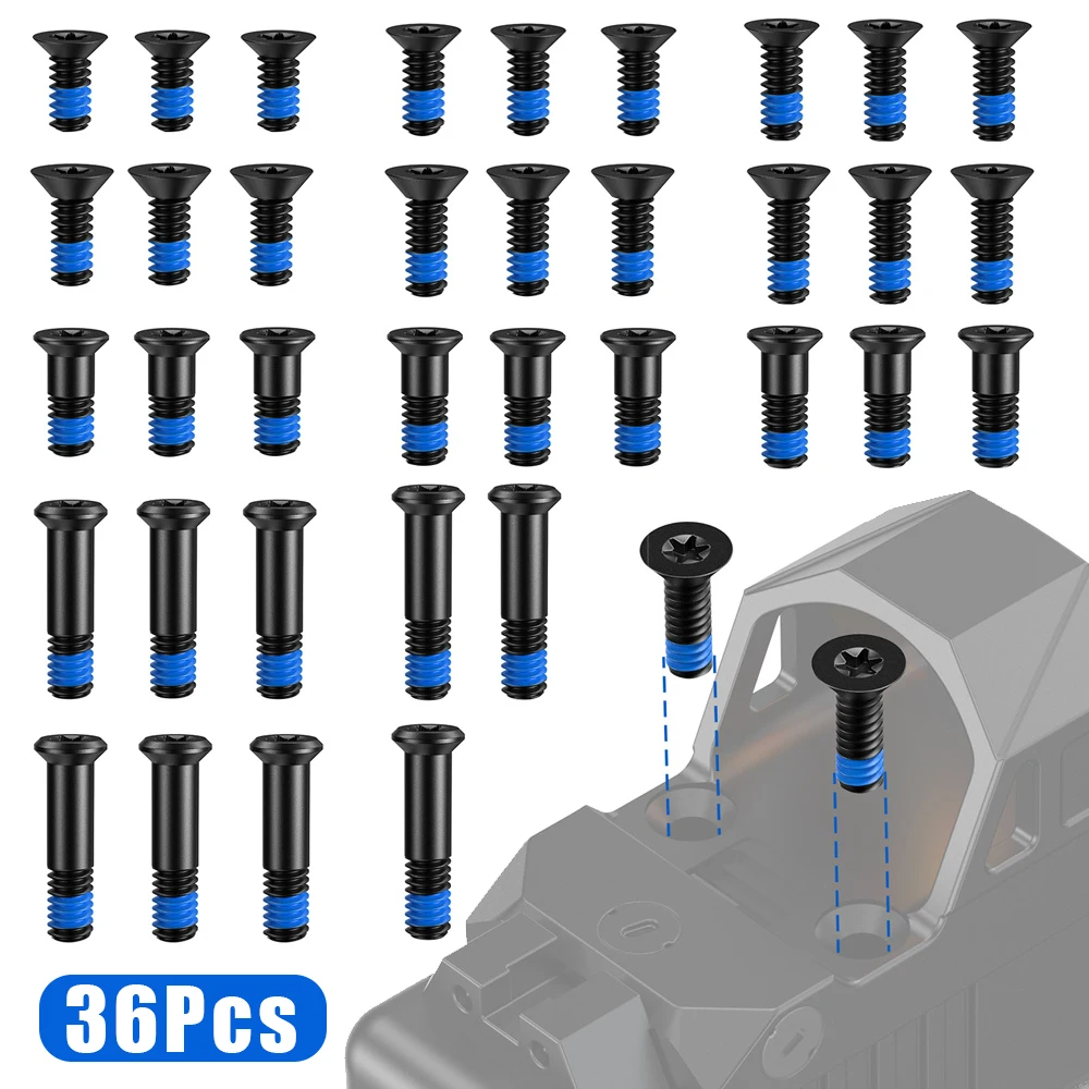 36Pcs Red Dot Screws Kit Stainless Steel M4 #6-32 Red Dot Sight Screws with T10 Head Blue Thread Locker for Reflex Sight Mount