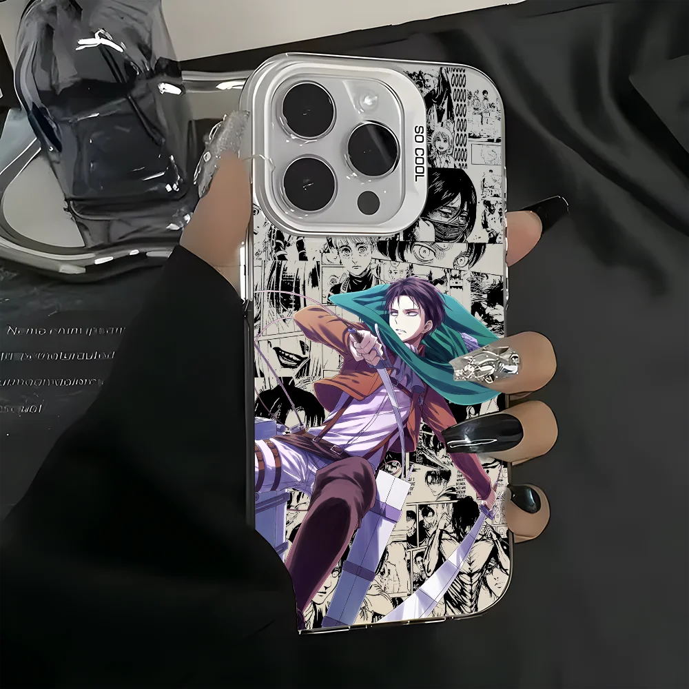 Anime Levi Ackerman Black Matte Multicolor Laser Metallic Aurora Phone Case