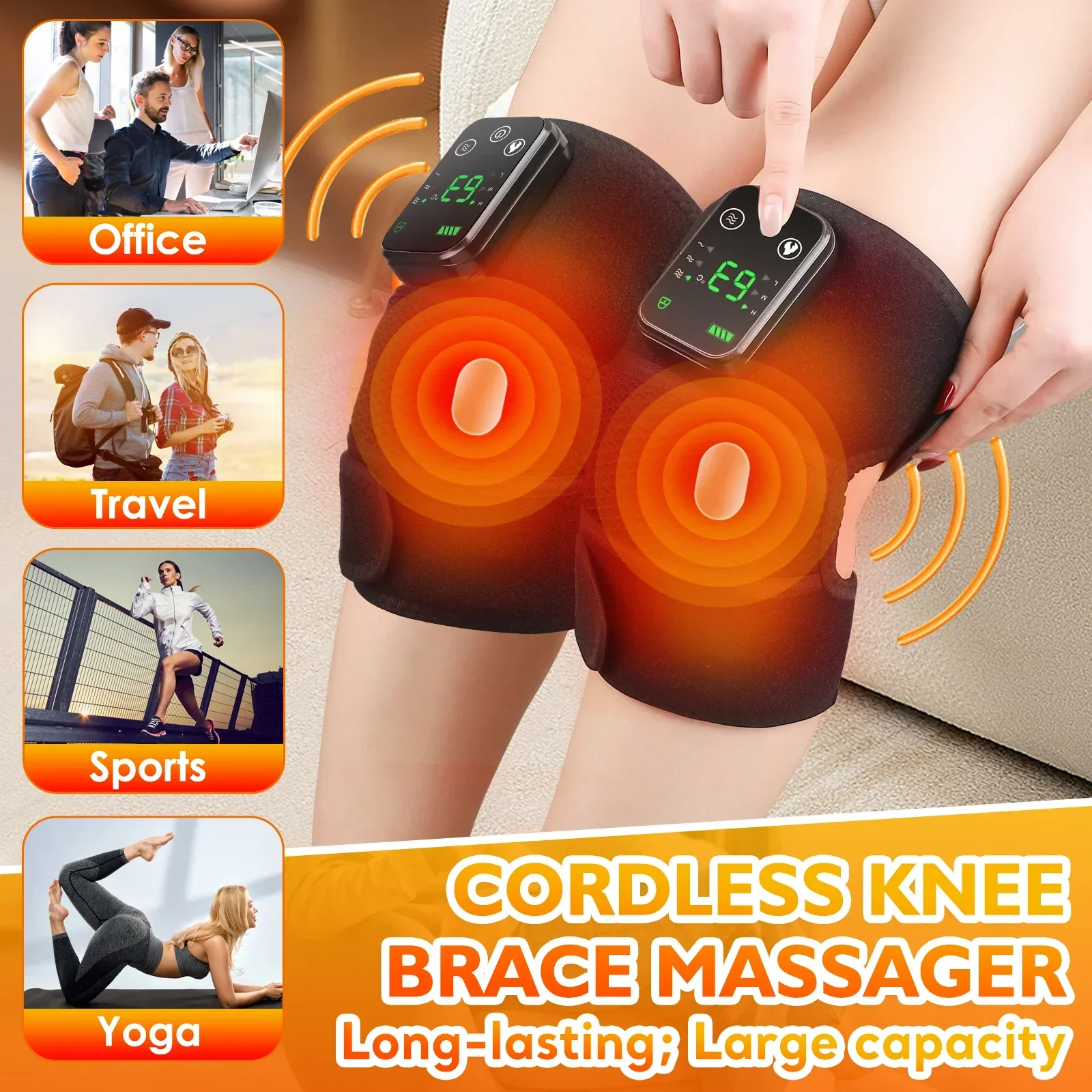 Eletric Heating Device Vibration Physiotherapy Knee Pads for Elbow Joint Osteoarthritis Rheumatic Pain Warm Massage_voghion.com