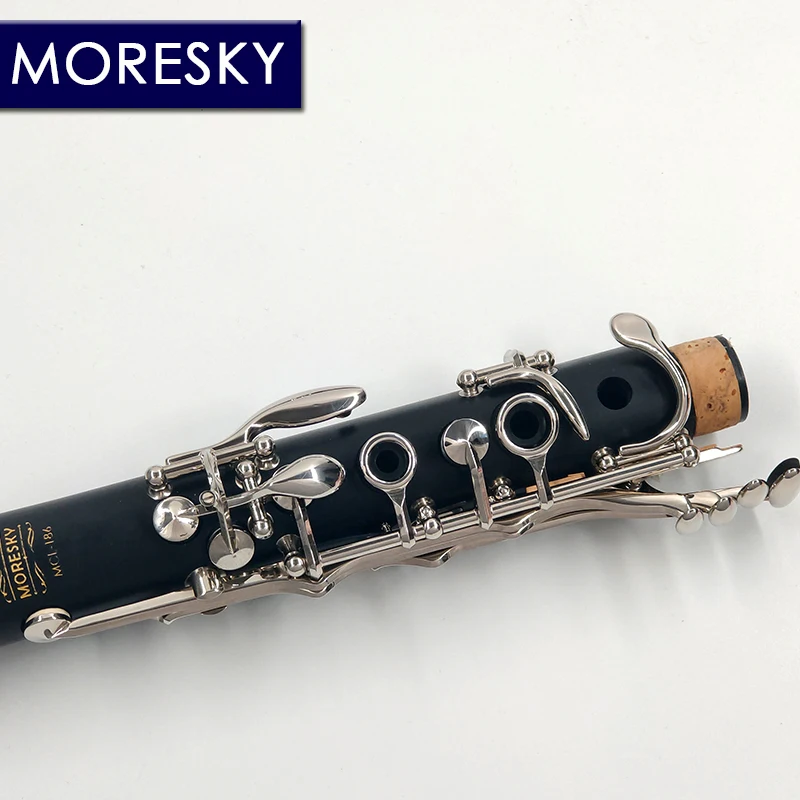 MORESKY Clarinet 17/18 Keys Bb Natural Hard Rubber/Bakelite ABS Pipe Body MCL-186