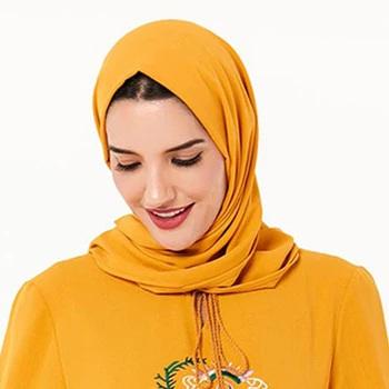 ETOSELL Women Muslim Hijabs Scarf Head Hijab Wrap Yellow Full Cover up Shawls