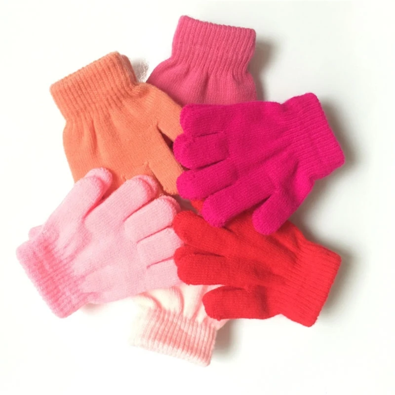 Unisex Full Finger Gloves for Kids Stretchable & Warm Gloves Bright & Cheerful Knitted Gloves Durable for Boys & Girls 3