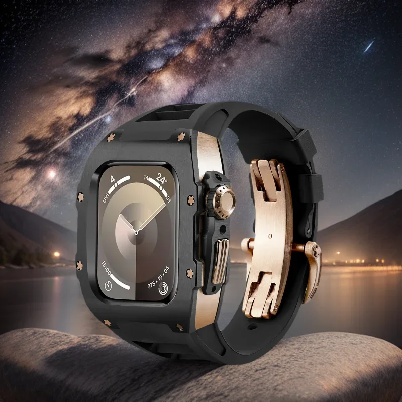 Комплект для часов Apple Watch 7 8 9 45 мм, роскошный модифицированный защитный корпус серии SE 5 6 44 мм из нержавеющей стали 316L