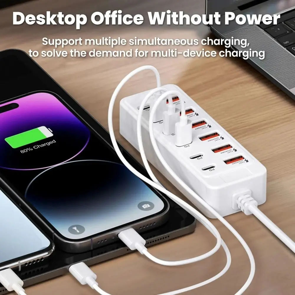 شاحن USB جديد سريع الشحن متعدد المنافذ 12 في 1، محور USB، محطة شحن USB من النوع C للمكتب