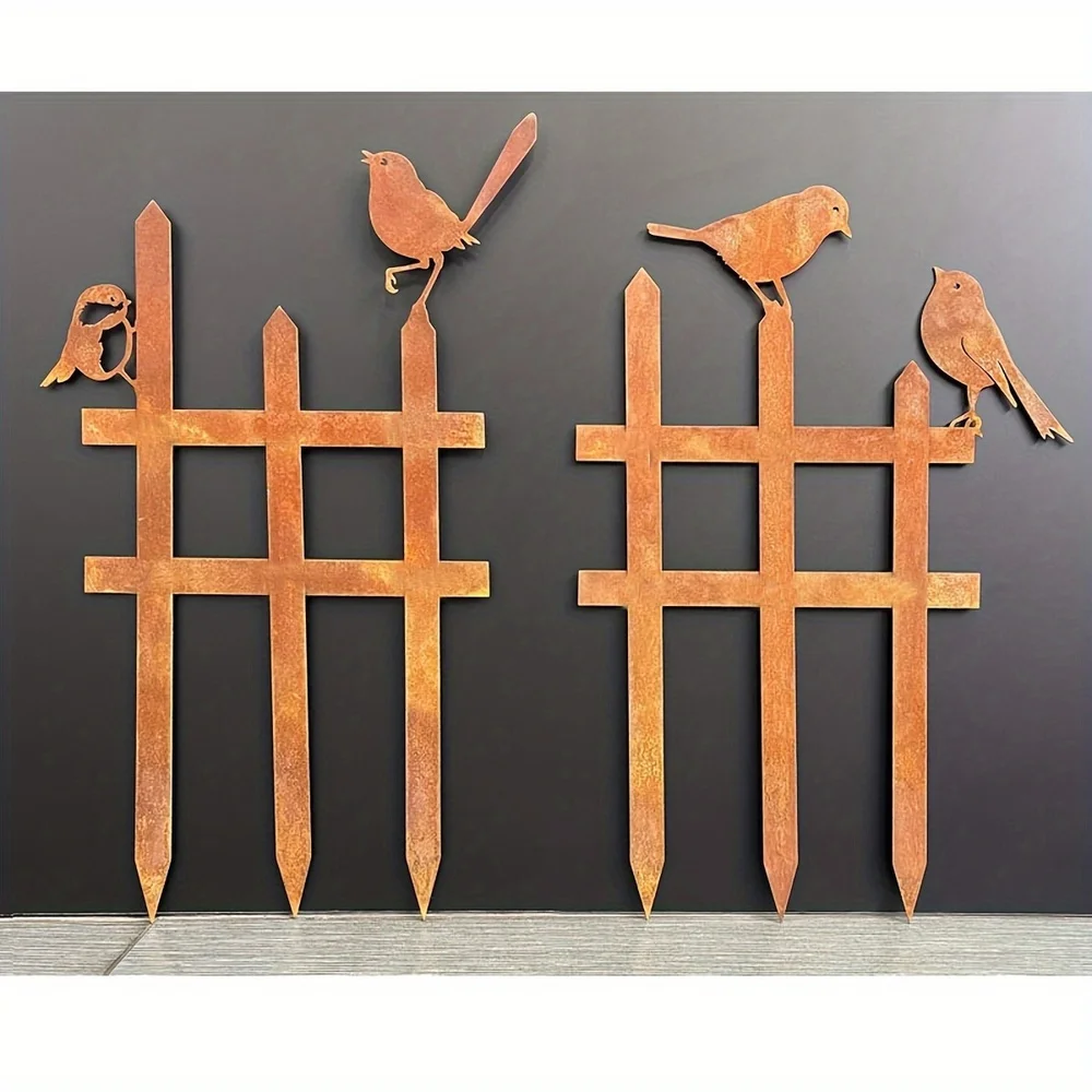 Rustic Metal Bird Garden Stake Outdoor Fence Decoration For Valentine's Birthday & Mother's Day Gifts