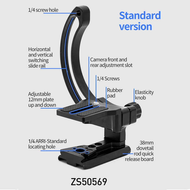 Tripod Mount Ring Lens Mount 1/4 Rotatable Collar Plate for DSLR Camera Horizontal and Vertical Camera Lens Support