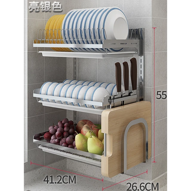 Stainless Steel Kitchen Dish Rack Desktop Plate Cutlery Cup Dish Drainer  Drying Rack Wall Mount Kitchen Organizer Storage Holder - AliExpress