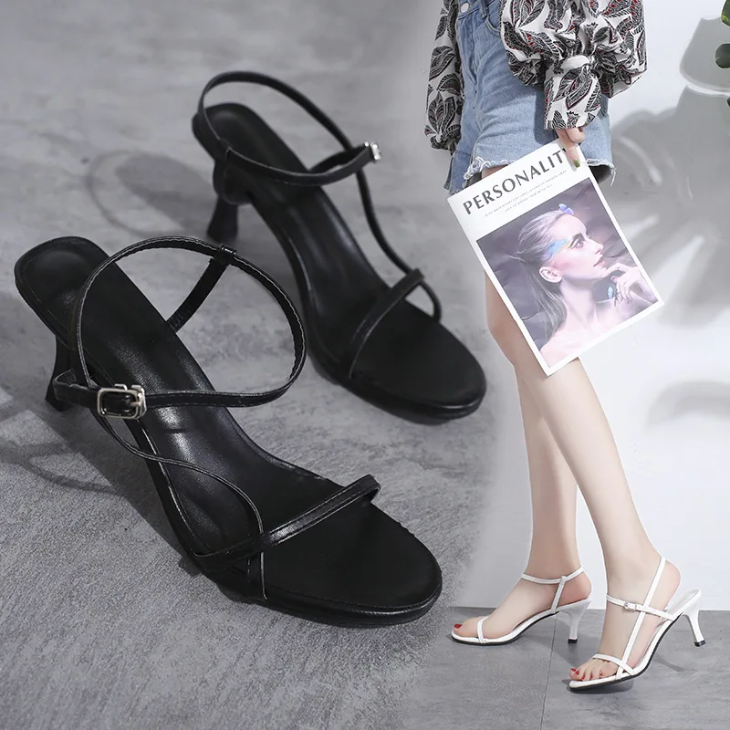 Sandalias Scarpa Per Donna Sandali Donna Sexy Estate Nuova Linea Fibbia Scarpe Tacco Alto Punta Aperta Sandali Tacco Sottile Sandali Di Lusso