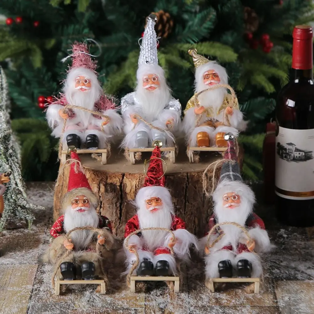

Multicolor Sitting Sled Santa Claus Hanging Decorations Xmas Tree Embellishment Christmas Doll Figurines Festival Favors