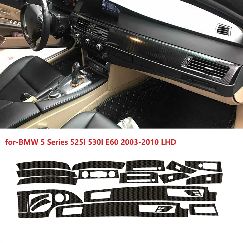 Tiras Interiores Coche Fibra De Carbono 5D Para BMW Serie 5 E60 2003-2010 LHD - Decoración Consola Central