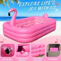 2026 Inflatable Pool with Lights Solar Flamingo Swimming Pool for Adults Durable Thickened Pool for Backyard Outdoor 100X63X20 6
