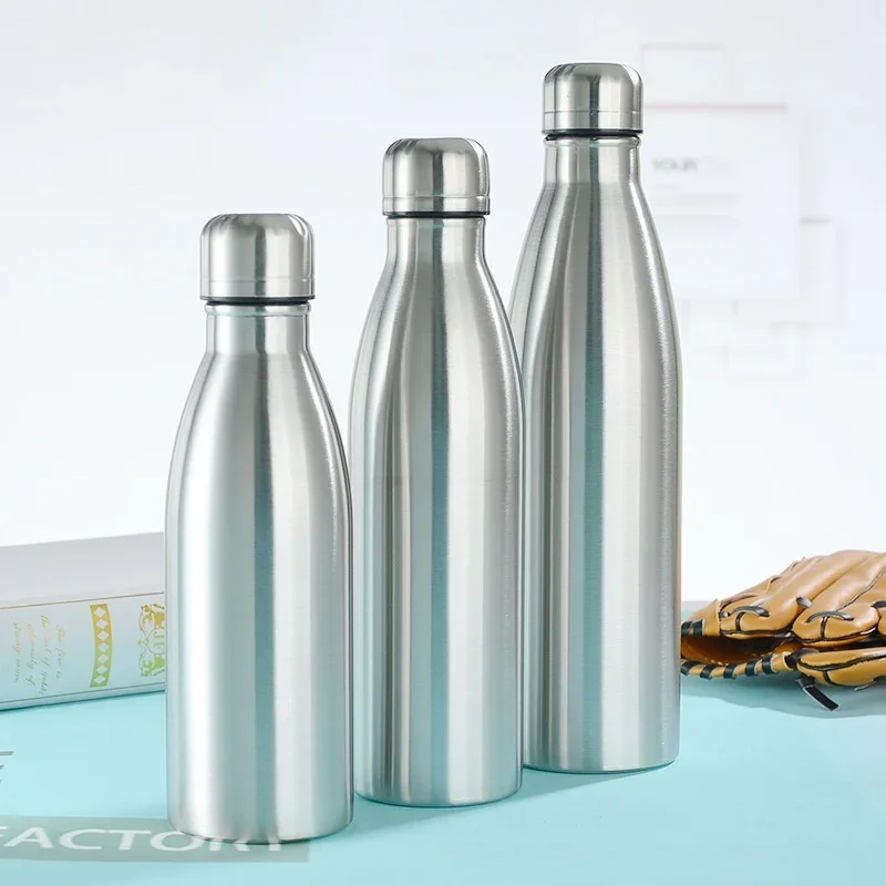 Stainless Steel Water Bottle Single Layer Canteen Kettle Outdoor Camping Hiking Portable Large Capacity Leakproof Drinking Bottl