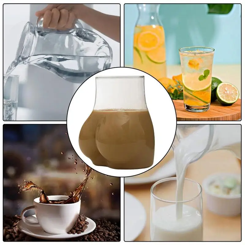 Butt Shaped Mug 450ml Transparent Borosilicate Glass Coffee Mug Portable Glass Cup for Water Milk Coffee Cocoa Funny Drinking 4