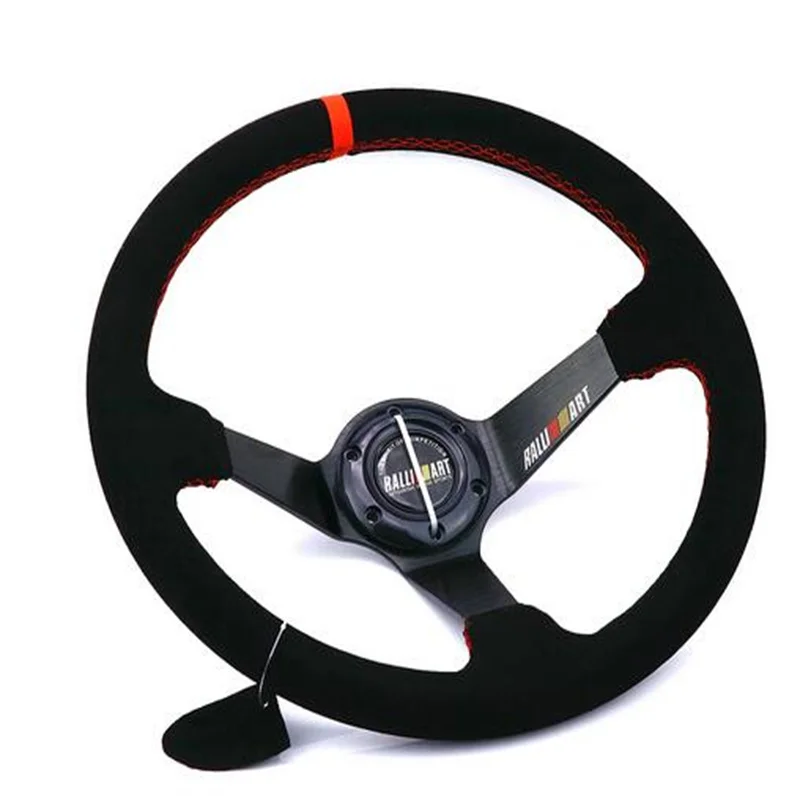 

RALLIART 350mm/14inch Black Suede Leather Deep Dish Steering Wheel