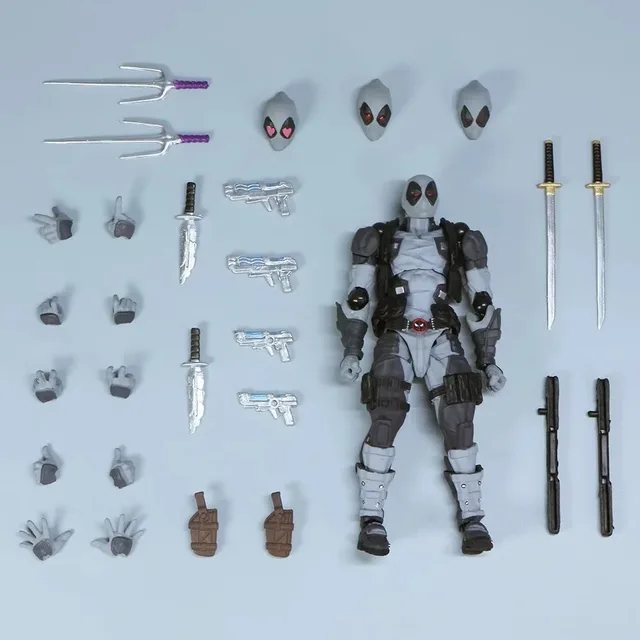AMAZING YAMAGUCHI Deadpool 2.0 Grey Action Figure Mutants Joint Movable KAIYODO Wade SHF Model Movie Toys for Kids Gift 4