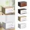 Wood Desktop Storage Box with Lock 2 Tier for Counter Workspace Countertop 1
