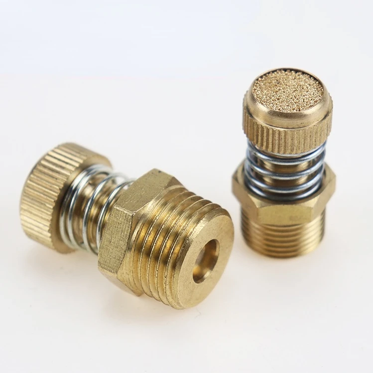 

1/8" 1/4" 3/8" 1/2" Spring Throttle Muffler Copper Pneumatic Throttle Valve Adjustable Silencer Connector Fittings PSS-01 02 03