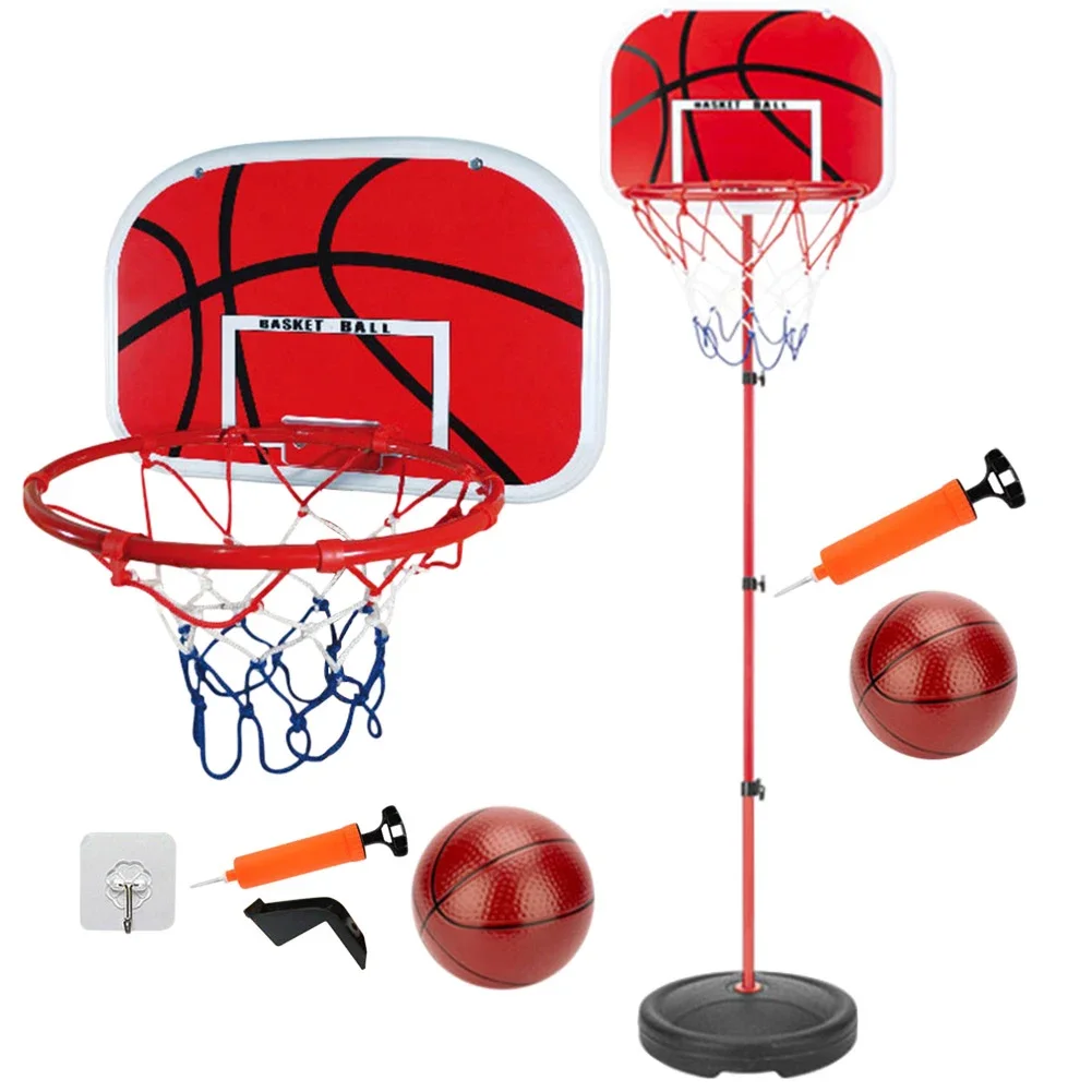 Basketball Goals with Ball and Pump Basketball System Adjustable Basketball Hoop Set Indoor Outdoor Play for Kids