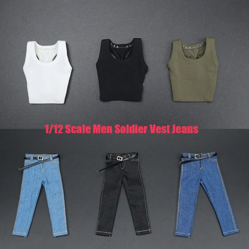 

1/12 Scale Men Soldier Classic Jeans Slim Sport Vest Shirt Trousers Sportswear Accessory For 6 Inches Action Figure Model Toys