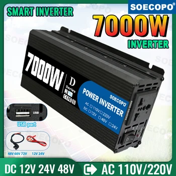 Inverter da 7000 W Batteria da 12 V/24 V/48 V a 220 V/110 V CA Supporto Ingresso solare e Morsetti antiscintilla per Preparazione alle uragane Uso agricolo