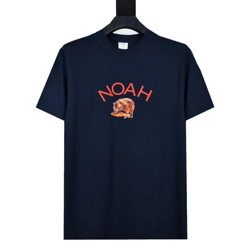 

23SS мультяшный медведь едает рыбу Футболка с принтом Ноя для мужчин и женщин Европейский размер 100% хлопок Ноя топ футболки модные летние Канье Уэст