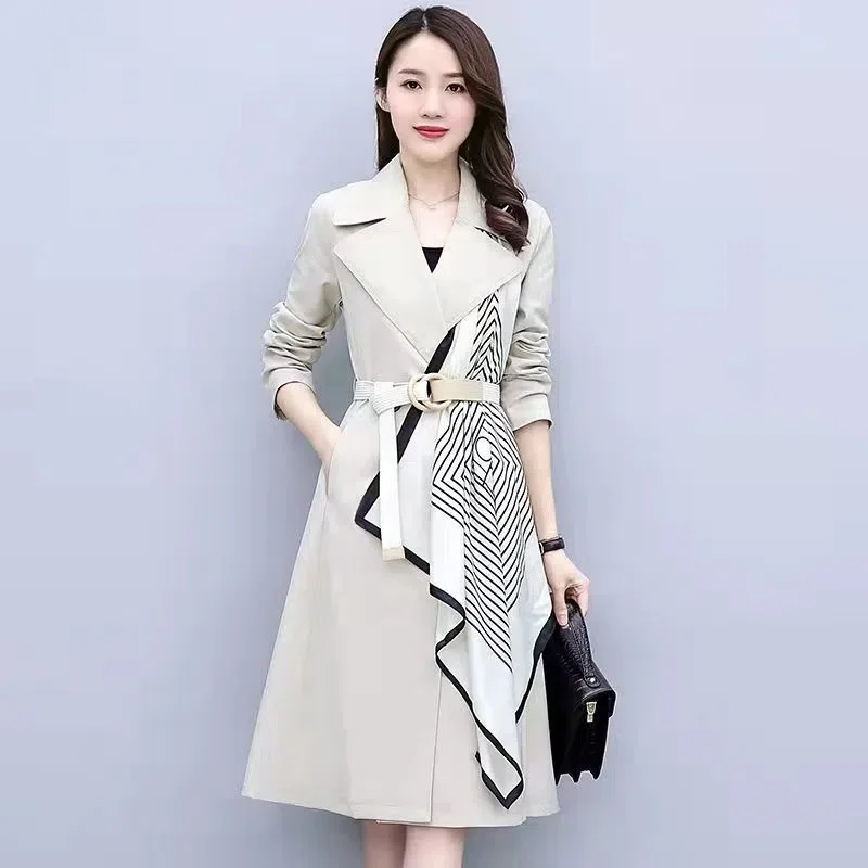 

Spring Autumn 2024 New Style Trench Coat For Women Medium and Long Western-Style Age Reducing Oversize Loose and Thin Women Coat
