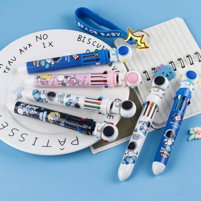 10 Colors Multi-color Ballpoint Astronaut Pen Kawaii Cartoon Press-type  Color Pen School Stationery Multi-function Supply Gift S - AliExpress