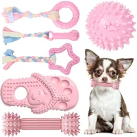 Soft Dog Chew Toys Pink Rubber Bone Toy Durable Molars Training Ball Toy Chihuahua Yorkie Interactive Treat Toys Pet Supplies 1