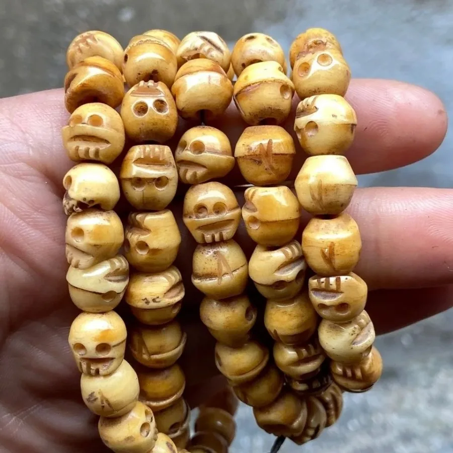Vintage 108 Bead Buddhism Tibetan Yak Bone Skull Meditation Prayer Mala Necklace Men's Collection Bead Bracelet Gifts 2
