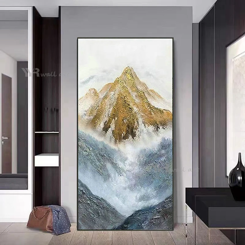 

Wall Decoration Poster Handmade Oil Painting Abstract Golden Mountain Texture Canvas Art Mural Living Room Bedroom Porch Hotel