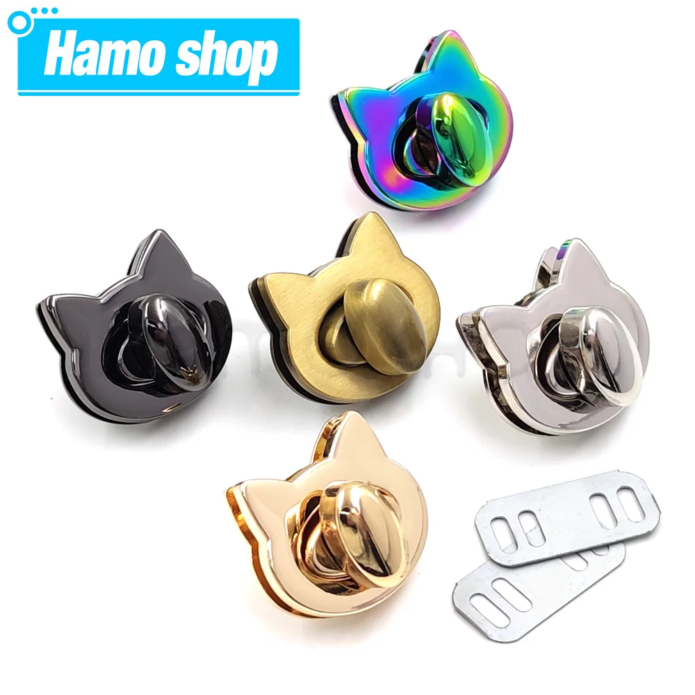 

1pc 28x25mm Metal Cat Shape Turn Lock Clasp Buckles for Bag Purse Hat Decor Hardware DIY Leather Craft Purse Accessory