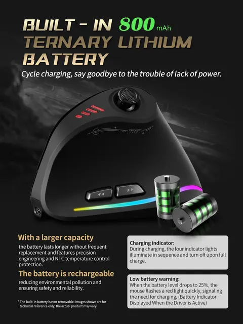 Souris Verticale Gaming RGB – Filaire/Sans Fil, 24000 DPI, Joystick & Boutons Programmables 6