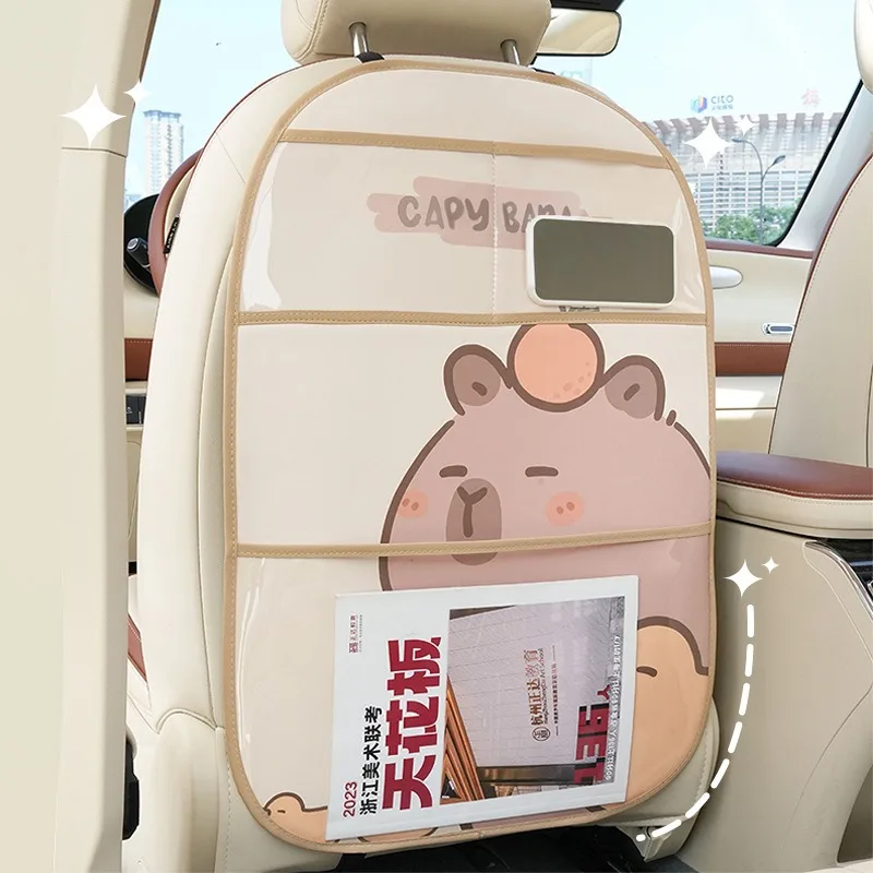 Car Seat Protector 1PC Anti-Child-Kick Pad Car Seat Back Cover Protector for Kids Cartoon Auto Anti Kick Mat Storage Bag Waterproof Anti Kick Pad