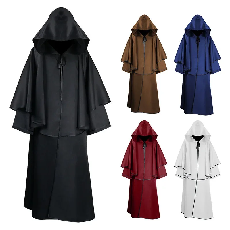 

Medieval 5 Color Cape Halloween Hooded Robe Cloak Wizard Death Cloak