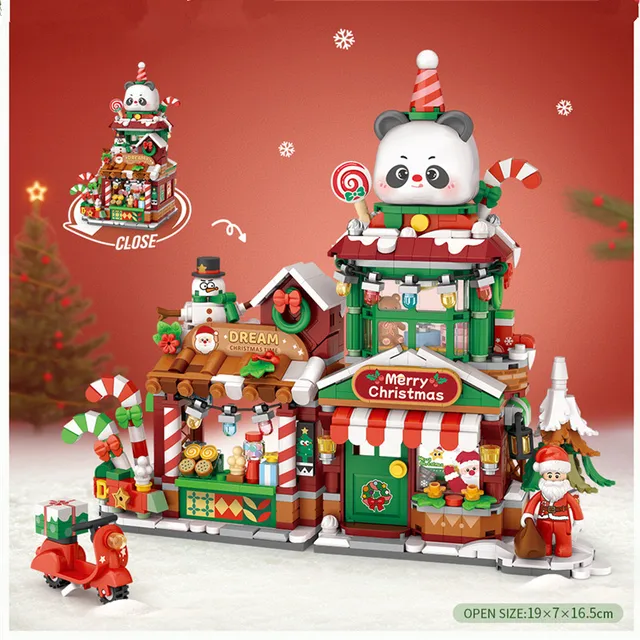 panda Building Blocks  toys  Ice cream Shop Retail Store Architectures model Assembly Toy Christmas Gifts for Adult 1